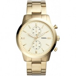 Fossil Men's 44mm Townsman Stainless Steel Quartz Watch with Stainless-Steel Strap, Gold, 22 (Model: FS5348)