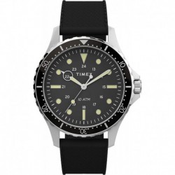 Reloj Timex Men's Navi XL 41mm Stainless Steel Quartz Silicone Strap, Black, 20 Casual Watch (Model: TW2V46900VQ)