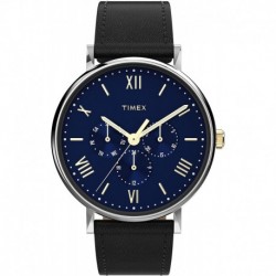 Timex Southview Multifunction 41mm Quartz Dress Watch with Leather Strap, Black, 20 (Model: TW2V464009J)