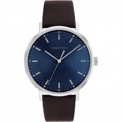 Calvin Klein Men's Stainless Steel Quartz Watch with Leather Strap, Brown, 20 (Model: 25200052)