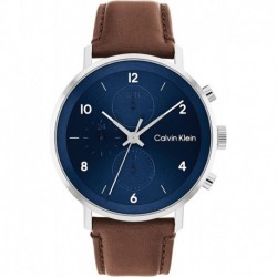 Calvin Klein Men's Stainless Steel Quartz Watch with Leather Strap, Brown, 22 (Model: 25200112)