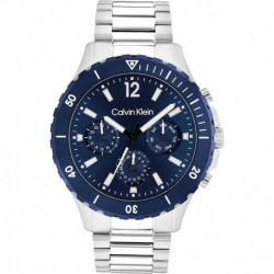 Calvin Klein Men's Quartz Watch with Stainless Steel Strap, Silver, 22 (Model: 25200115)