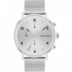 Calvin Klein Men's Quartz Watch with Stainless Steel Strap, Silver, 22 (Model: 25200107)