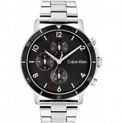 Calvin Klein Men's Stainless Steel & Aluminium Quartz Watch with Stainless Steel Strap, Silver, 23 (Model: 25200067)
