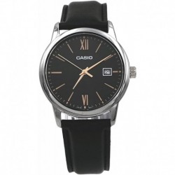 Casio MTP-V002L-1B3 Men's Standard Dress Analog Black Leather Band Silver Dial Date Watchh