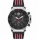 GUESS Men's Sport Multifunction FLEX 48mm Watch - Black Dial Silver-Tone Stainless Steel Case with Black & Red Striped Nylon & Silicone Strap