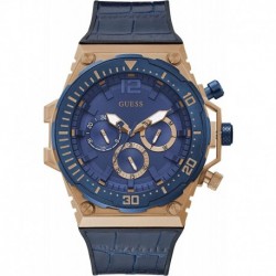 GUESS Men's Stainless Steel Quartz Watch with Silicone Strap, Blue, 24 (Model: GW0326G1)