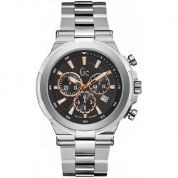 GUESS Men's Connect Silver-Tone and Black Chronograph Watch