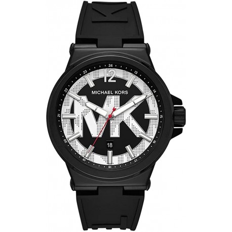 Michael Kors Men's Dylan Stainless Steel Three-Hand Date Watch with Silicone Strap, Black, 26 (Model: MK8925)