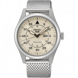 Seiko 5 Sports Military Flieger Automatic Cream Dial Stainless Steel Bracelet Mens Watch SRPH21K1
