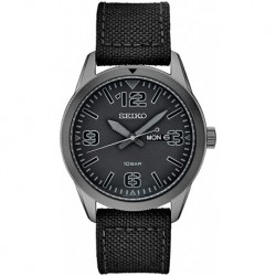 Seiko Men's Stainless Steel Japanese Quartz Dress Watch with Leather Strap, Black, 10 (Model: SUR495)