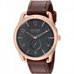 Nixon Men's A4651890 C45 Leather Analog Display Swiss Quartz Brown Watch