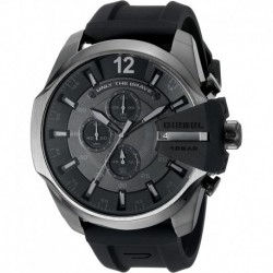 Diesel Men's Mega Chief Quartz Stainless Steel and Silcone Chronograph Watch, Color: Grey, Black (Model: DZ4378)