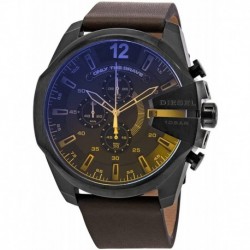 Diesel Men's Mega Chief Brown Leather Watch DZ4401