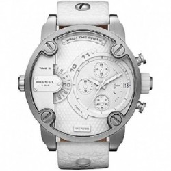 Diesel Mens SBA Analog Stainless Watch - White Leather Strap - White Dial - DZ7265