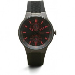 Kenneth Cole New York Black with RED Accent Multifunction Watch