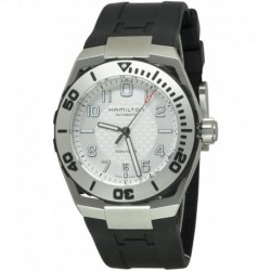Hamilton H78615355 Men's Khaki Navy Automatic Black Rubber Silver-Tone Dial Watch
