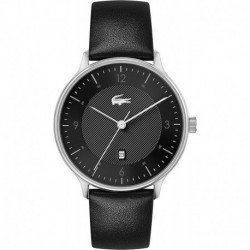 Lacoste Men's Stainless Steel Quartz Watch with Leather Strap, Black, 20 (Model: 2011159)