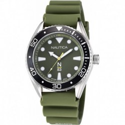 Nautica Men's Stainless Steel Quartz Silicone Strap, Green, 22 Casual Watch (Model: NAPFWF114)
