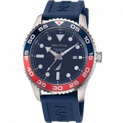 Nautica Men's Stainless Steel Quartz Silicone Strap, Blue, 22 Casual Watch (Model: NAPPBF144)