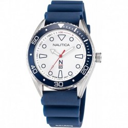 Nautica Men's Stainless Steel Quartz Silicone Strap, Blue, 22 Casual Watch (Model: NAPFWF115)