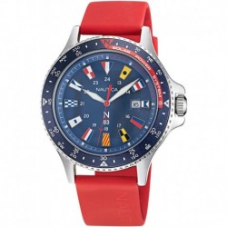 Nautica Men's Quartz Silicone Strap, Red, 22 Casual Watch (Model: NAPCBA131)