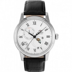 Orient Stainless Steel Japanese Automatic/Hand Winding Watch with Leather Strap, Black, 22 (Model: RA-AK0008S10B)