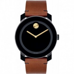 Movado Men's Stainless Steel Swiss-Quartz Watch with Leather Strap, Brown, 20 (Model: 3600305)