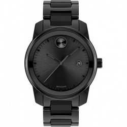 Movado Men's Bold Verso Stainless Steel Swiss Quartz Watch with Ceramic Strap, Black, 21 (Model: 3600727)