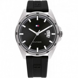 Tommy Hilfiger Men's Carter Stainless Steel Quartz Watch with Silicone Strap, Black, 20 (Model: 1791915)