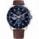Tommy Hilfiger Men's Stainless Steel Quartz Watch with Leather Strap, Brown, 22 (Model: 1791965)