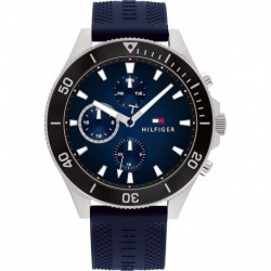 Tommy Hilfiger Men's Stainless Steel Quartz Watch with Silicone Strap, Blue, 21 (Model: 1791920)