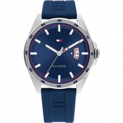 Tommy Hilfiger Men's Stainless Steel Quartz Watch with Silicone Strap, Navy, 21 (Model: 1791982)
