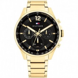 Tommy Hilfiger Men's Quartz Watch with Gold Plated Steel Strap, 21 (Model: 1791974)