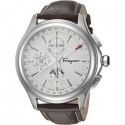 Salvatore Ferragamo Men's 'Time L.E' Swiss automatic Stainless Steel and Leather Casual Watch, Color:Brown (Model: FFU010016)