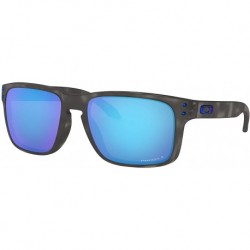 Oakley Holbrook Sunglasses Matte Black Tortoise with Prizm Sapphire Polarized Lens + Sticker