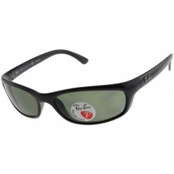Ray-Ban Men's RB4115 Rectangular Sunglasses, Black/Polarized Green, 57 mm