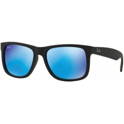 Ray-Ban Justin RB4165 Unisex Classic Sunglasses (54 mm Matte Black Frame w/Blue Mirror Lens)