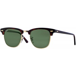 Ray Ban RB3016 CLUBMASTER W0366 51M Mock Tortoise/Arista/Green Sunglasses For Men For Women