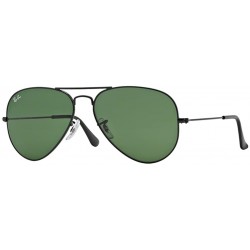 Ray-Ban Aviator Large Metal Sunglasses Black/Crystal Green, L