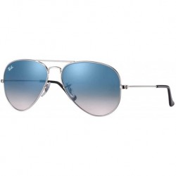 Ray-Ban RB3025 Large Aviator Sunglasses Shiny Silver w/Blue Gradient (003/3F) 3025 62mm Authentic