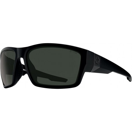 SPY Dirty Mo Tech SOSI ANSI Matte Black Happy Gray Green Rectangle Sunglasses for Men + FREE Complimentary Eyewear Kit, 61