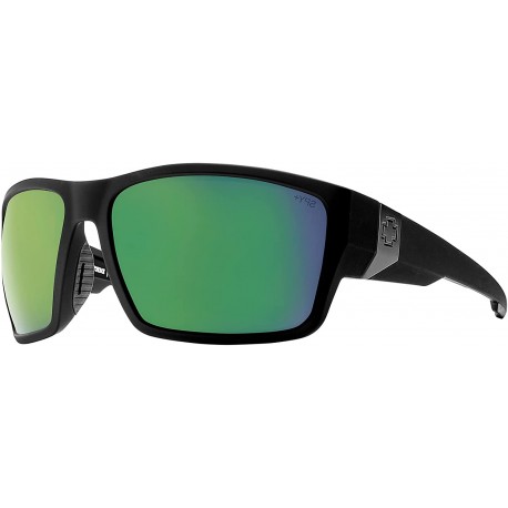 SPY Dirty Mo Tech Soft Matte Black / Happy Bronze With Green Spectra Mirror Rectangle Sunglasses for Men + BUNDLE with Designer iWear Complimentary Ey