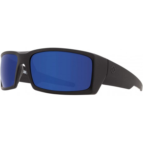 General Soft Matte Black/Happy Dark Gray Green Polarized with Dark Blue Spectra Mirror Rectangle Sunglasses For Men + BUNDLE with Designer iWear Compl