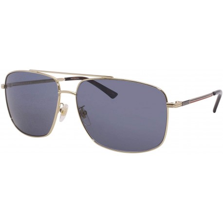 Gucci GG0836SK 004 Sunglasses Men's Gold-Havana/Blue Lenses Pilot 63mm