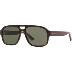 Gucci GG 0925S 002 Havana Plastic Aviator Sunglasses Green Lens