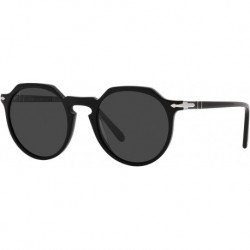 Persol PO3281S Polarized Round Sunglasses, Black, 50mm