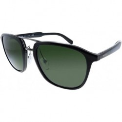 Prada PR 12TS 1AB1I0 Black Plastic Rectangle Sunglasses Green Lens