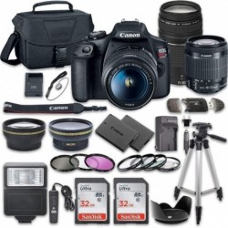 Canon EOS Rebel T7 DSLR Camera Bundle with Canon EF-S 18-55mm f/3.5-5.6 is II Lens + Canon EF 75-300mm f/4-5.6 III Lens + 2pc SanDisk 32GB Memory Card