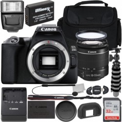 Canon EOS 250D w/EF-S 18-55mm f/3.5-5.6 III Lens with Professional Accessory Bundle - Includes: Spare LPE17 Battery w/Charger, Slave Flash, Large Gadg